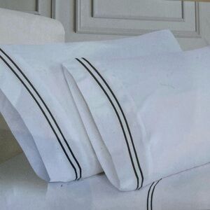 KING Luxury Hotel Collection White and Black Embroidered Sheet Set Westport Home